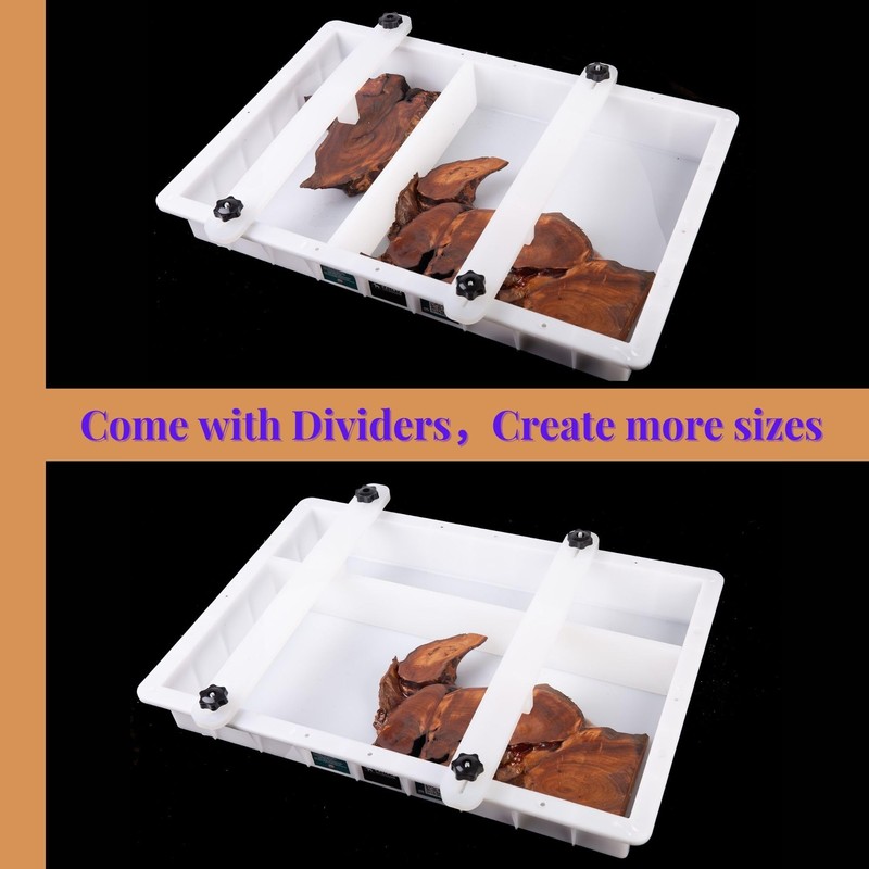 Kalinta Epoxy Mold with Divider Adjustable- 19.5x19.5x3in No-Seal Resin Mold
