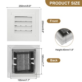 PATIKIL 8" x 8" Aluminum Return Grille, Return Air Vent Cover Linear Bar Removable Grille with Mesh Filter for Sidewall Wall Ceiling Floor HVAC System, White