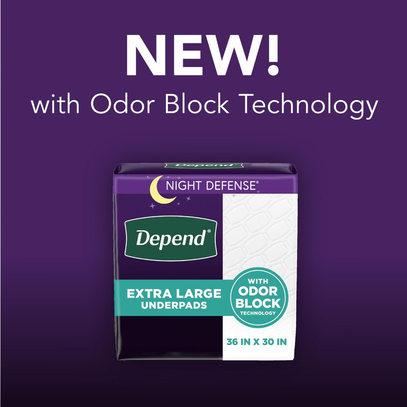 Depend Underpads XL, Disposable Incontinence Bed Pads for Adults, Slip
