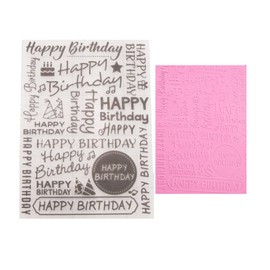 DIYology 3-D Textured Birthday Embossing Folders for Card Making, Happy Birthday Words Pattern Plastic Embossing Folder Template for Scrapbooking Paper Craft Album Stamps DIY Décor