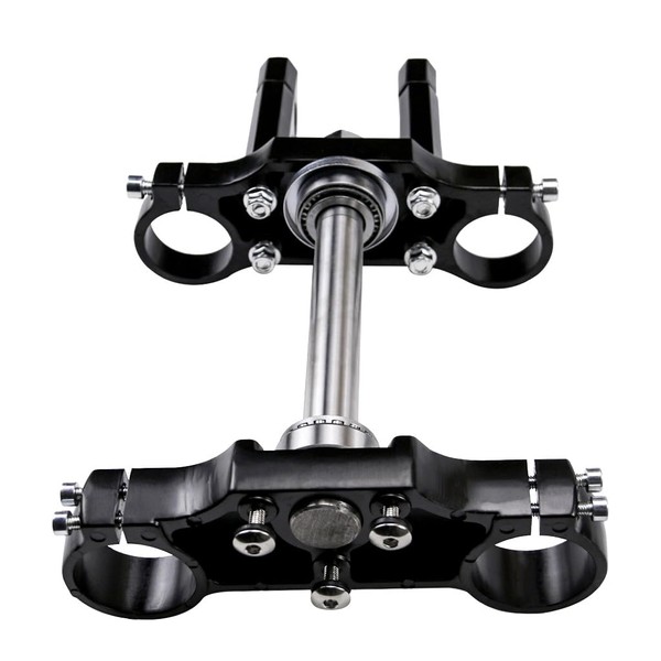 REBEKAMODS Black Triple Tree Kit, Handle Bar Triple Clamp Tree
