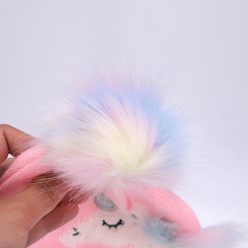 Zulaniu Winter Kids Knit Beanie Hat and Mittens Gloves Set