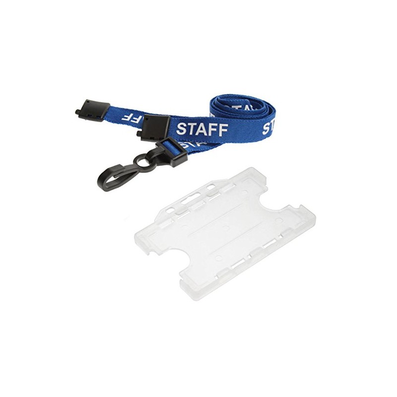 Customcard ltd® Staff Neck Lanyard Blue Plastic Clip & Double