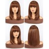 HAIRCUBE Staright Wig with Bangs Synthetic Mid-length Layered Wigs for