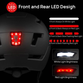 ILM Adult Bike Helmet with USB Rechargeable LED Front and Back Light Mountain&Road Bicycle Helmets for Men Women Removable Goggle Cycling Helmet E3-10L(Matte Black, Large/X-Large)