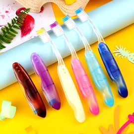Patelai Travel Size Toothbrush Folding Travel toothbrushes Bulk Foldable Soft Bristle Individually Wrapped Hiking Brushes with Built in Cover for Camping Trip Hiking(6 Pieces)