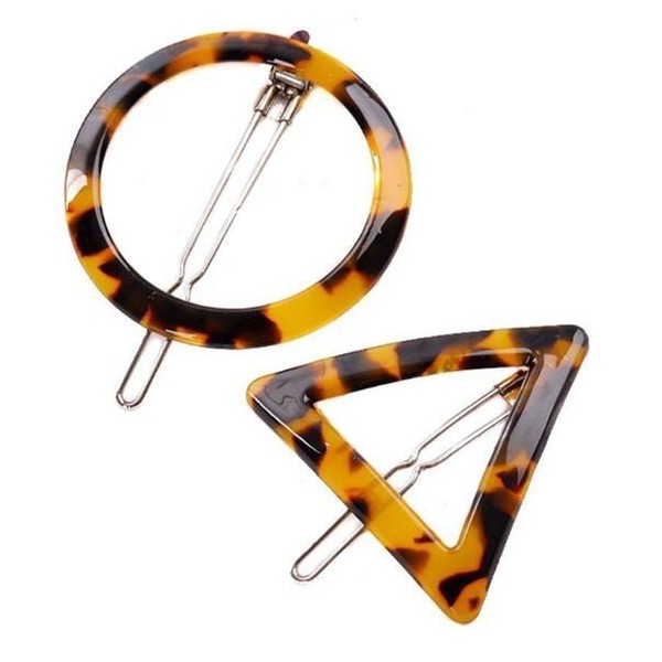 2 Pairs Leopard Print Color Circle Triangular Hairpin Barrettes Hair Clip Clamps Hair Pin Barrette Hair Accessories For Women Girl