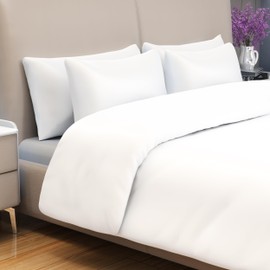 Enjoy Life White Duvet Cover Set 100% Cotton - 3 Pieces Warm & Luxurious, Includes 1 Duvet Cover 104X92 with & 2 Pillow Shams (King)