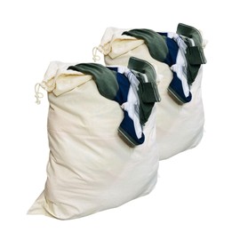 LYRVON Premium Pack of 2 Cotton Laundry Bags - Large 100 L Fabric Bags with Drawstring, Durable Laundry Bags for Dirty Laundry, Oeko-Tex® Certified, Travel Laundry Bags (2, 70 x 90)