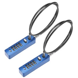 M METERXITY 2-Pack Gate Locks for Outdoor Fence, 23.6IN Heavy Steel Cable Rope Keyless 4-Digit Combination Lock for Gate/Snowboard/Bike/Locker, Resettable Code Security Cable [Blue]