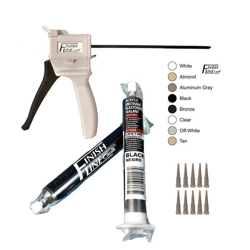 Finish Line Caulk Acrylic Urethane Elastomeric Sealant and Precision Hand
