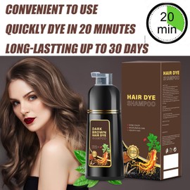 QWXPLD Hair Dye Shampoo 3 in 1, Herbal Ingredients Shampoo Black Hair Dye for Women Men, Grey Coverage Shampoo 16.9Fl Oz (Dark Brown)