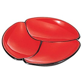 J-kitchens Flower Shaped Condiment Dish, Vermilion Black, Made in Japan