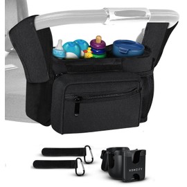 Homeify Baby Stroller Organizer Set - Universal Stroller Bag + Cup Holder/Phone Holder, Universal Accessories for Stroller, Bike, Wheelchair, Walker, Scooter