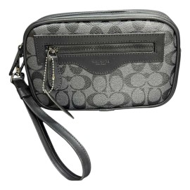 Neceser Cosmetiquera Unisex Sobaquera Con Cierre Y Muñequera Gris Claro Sintético