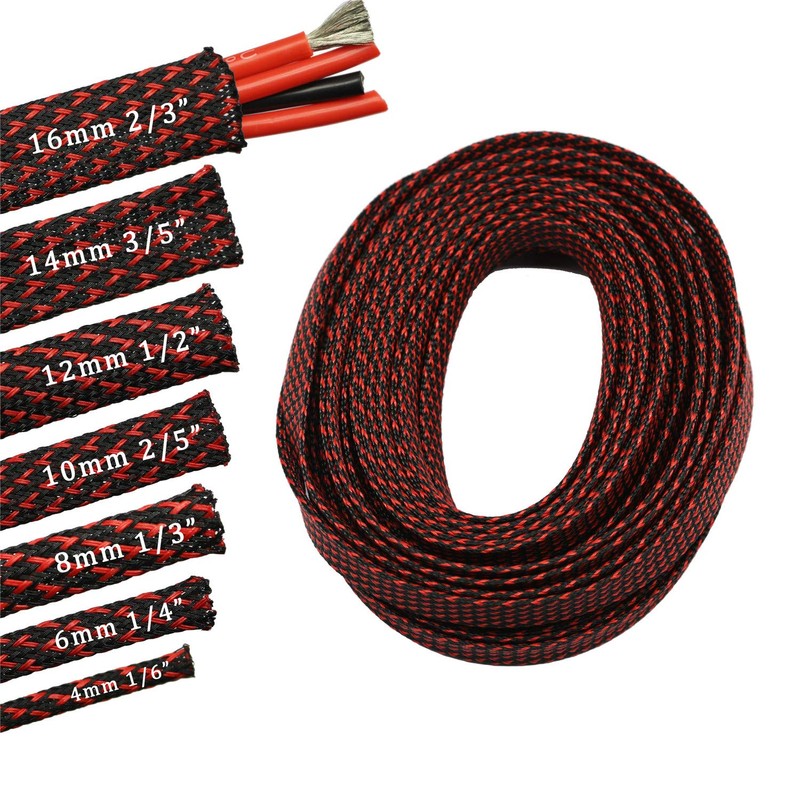 30ft PET Expandable Braided Sleeving Flexo Wire Cable Sleeve (3/5",