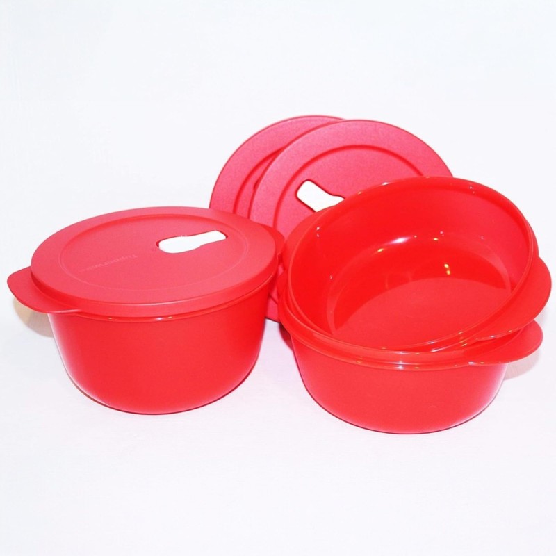 Tupperware Set of 3 Crystalwave Microwave Bowls 4.25, 6.25 and