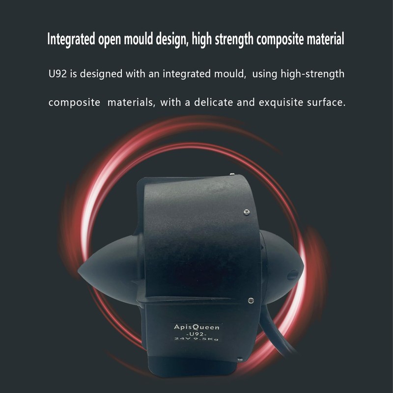 ApisQueen 24V 150KV U92 Underwater Thruster,with 100A Bi-Directional,11.8KG/26.1LBS Thrust Waterproof