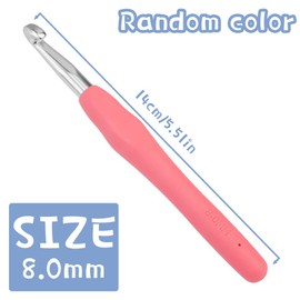 Doxiru Crochet Hooks 8 mm Colourful Knitting Crochet, High-Quality Aluminium Ergonomic Knitting Needle with Soft Grip for Yarn Crafts, Suitable for Beginners to Learn Hand Knitted Sweaters