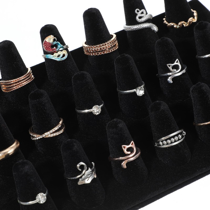 mekueeex 2PCS Velvet Ring Display Stand, 18 Holders Ring Display