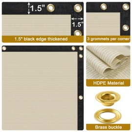 Coonoble Fence Privacy Screen Outdoor 5' x 34' Beige Heavy Duty Mesh Shade Net Cover with Grommets, Privacy Screens Fencing for Patio Backyard Garden