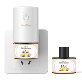 SenseFlow Space Fragrance Diffuser SF101 - Adjustable Natural Atomizer Essential Oil Kit with 40-Day Long-Lasting Aroma, LED Light, Ideal for Home, Hotel, Studio - Minted Rosewood