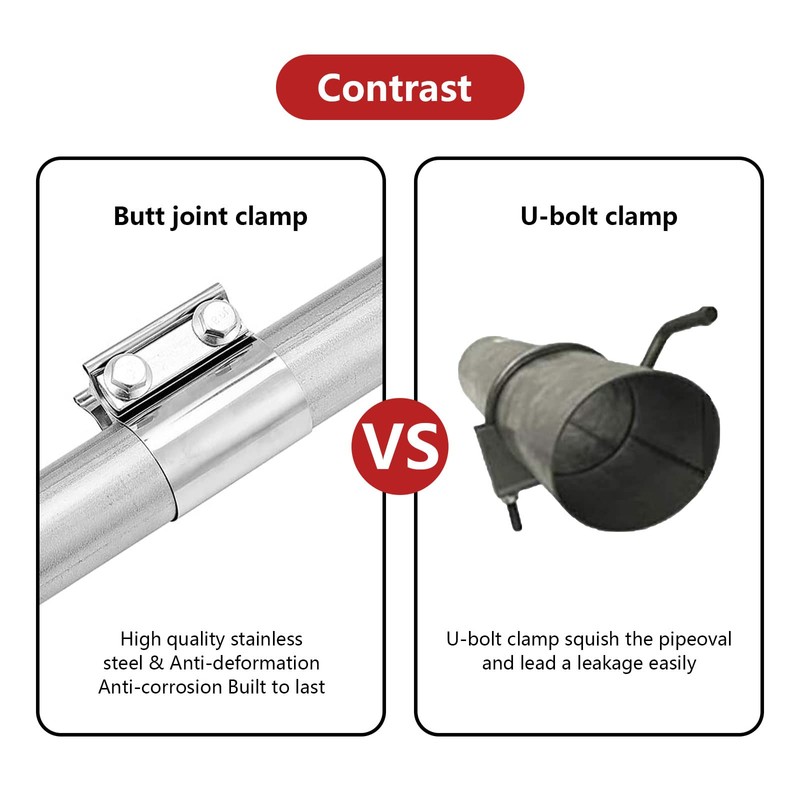 ELSHINE 1.5 Inch Exhaust Clamp1.5 Butt Joint Band Clamp Exhaust
