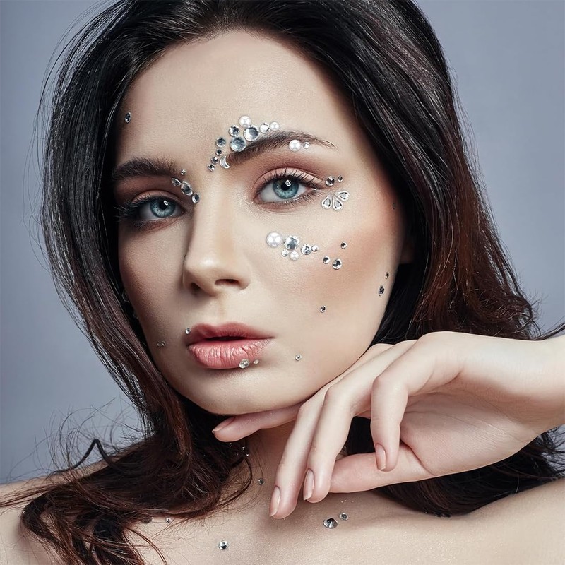 Pack of 1300 Rhinestone Face Stickers, Rhinestone Face Mardi Gras,