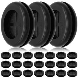Semrien 24 Pcs 1-1/2 inch Rubber Grommet, Black Wire Grommet Desk Grommet Double-Sided Hole Plugs, Round Firewall Grommets for Wiring, Cables (1-3/16" ID, 1-1/2" Drill Hole)