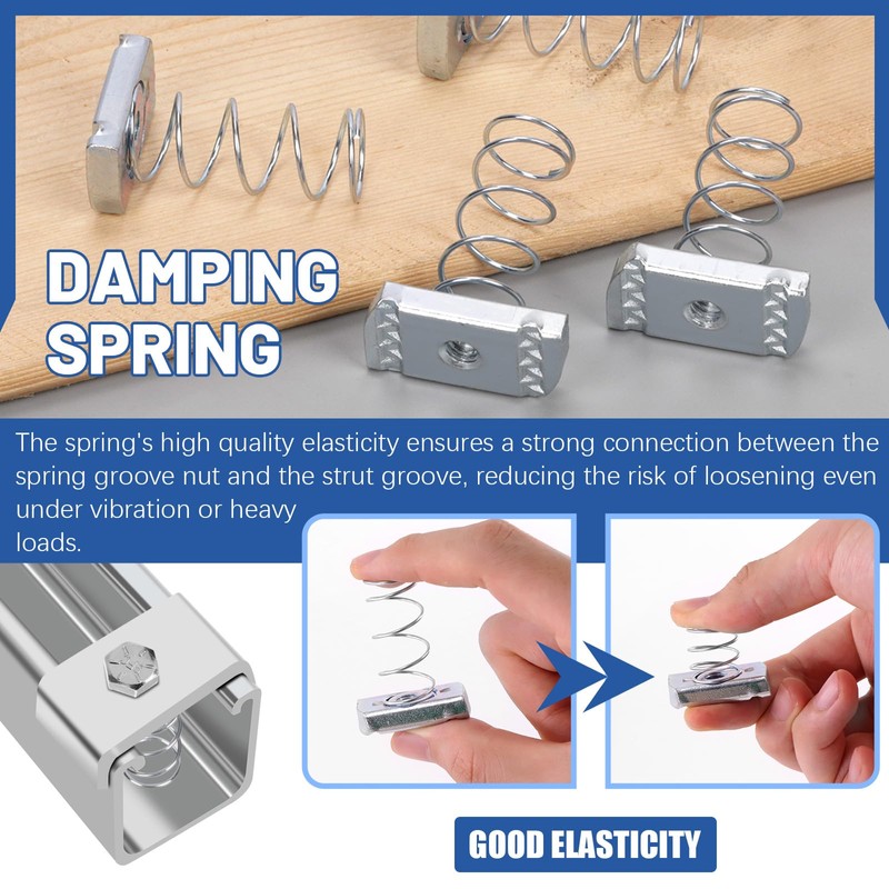 Glarks 16pcs 4 Sizes Strut Channel Nuts with Standard Spring
