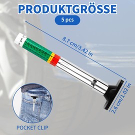 Pretwad Tyre Tread Depth Gauge, 5-Piece Tyre Tread Depth Gauge, Colour Coded Tyre Tread Depth Gauge in 1/32 Inch