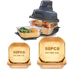 100PCS Air Fryer Liners for Ninja CRISPi FN101UKGY, Disposable Air Fryer Parchment Paper Liners for 3.8L & 1.4L Glass Container Air Fryer, Non-Stick Air Fryer Accessories for Ninja CRISPi