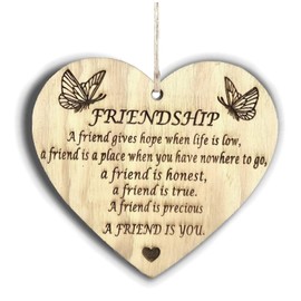 Pet-Jos Gift for Friend Holzschild Geschenk für sie Geschenk für Ihn Friendship Holzschild Herz Schild Dekoschild 10 x 10 cm Spruch Geschenk Holz Geschenk für Freunde