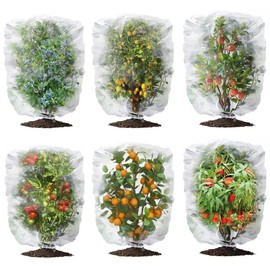WOSCMI 6 Pack Garden Plant Netting Fruits Blueberry Bushes Tomato Protection Netting Insect Netting Cover Bags with Drawstring 3.3' x 4.9' Protective Bird Netting for Vegetables Fruits Trees