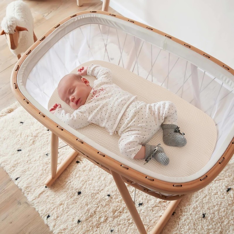 Susurration Muslin Bassinet Fitted Sheet Set of 2, 100% Cotton