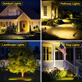 ROSHWEY Outdoor Solar Lights, 600LM Solar Garden Lights Waterproof Solar Spot Lights for Yard Backyard Patio Pond Garage (Warm White, 4Pack)