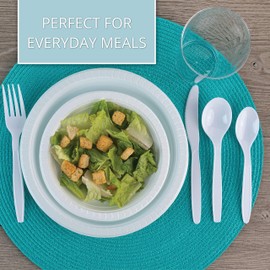 Plasticpro Disposable White Plastic Tea Spoons Heavyweight Utensils Pack of 200 Count