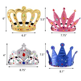 Frcctre 24 Pcs Foam Crowns Set, DIY Foam Princess Tiaras and Crowns, Make Your Own Crowns Set with Crystal Diamond Sticker Birthday Party Decoration Favor Supplies for Kids and Adults