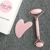 Pink Guasha Set: Face Roller & Body Guasha for Lymphatic Massage (Boxed) Acupressure