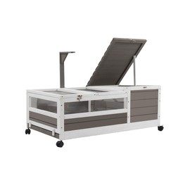 Gowoodhut Tortoise Habitat,Large Wooden Indoor Tortoise House on Wheels,Outdoor Turtle Enclosure Reptile Cage for Small Animals with Waterproof and Leakproof Tray 39" Wide