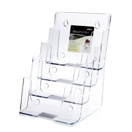 FixtureDisplays 4 Tier Leaflet Holder Bi-fold 6" Literature Holder Clear Acrylic Wall Mount14914