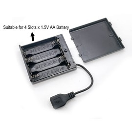 Jstincal 2 Pack 4AA Battery Box, 4 AA Battery Holder with USB Cable, 6V (4x1.5V), 4 Slots x 1.5V Battery Box with On/Off Switch and Cover