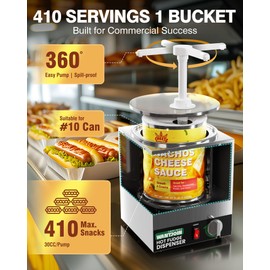 WantJoin 4.6Qt Nacho Cheese Dispenser with Pump - Nacho Cheese Warmer,Stainless Steel Hot Fudge Warmer W/5-Level Temperature Adjustment,Commercial Hot Fudge Dispenser for Caramel