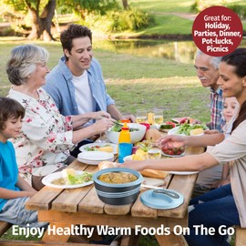 Pinnacle Insulated Casserole Dish with Lid 3 pc. Set 2.6/1.5/1 qt. Hot Pot Food Warmer/Cooler –Thermal Soup/Salad Serving Bowl- Stainless Steel Hot Food Container–Best Gift Set for Moms –Holidays Blue