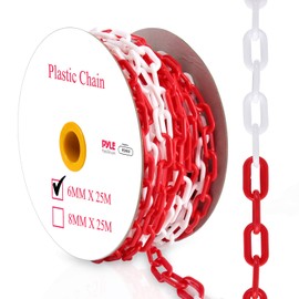 Pyle Safety Chain Barrier Plastic Links - 82' Ft Caution Security Chain Link Barriers Crowd Control, Door Driveway Garage Kids Safety Blocker, - Pyle PCHN31 (6mm)