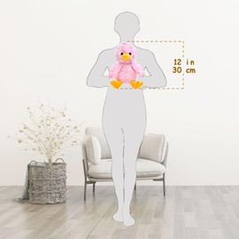 Doindute Rose Duck Plush Stuffed Animal, Cute Furry Pink Duck Toy, Soft Cuddly Plushie Hugger Toy for Boys Girls, Gifts for Kids or Girlfriend, 12 Inches