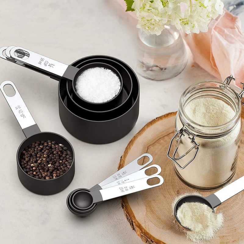 black Measuring Tools 8-Piece - 4 Measuring Cups / 4