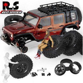 2.2 Beadlock Wheels and Tires （4pcs），Plastic wheels with lightweight design，All terrain tires.for 1:10 RC Rock Crawler Axial SCX10 Canyon Trail 105Rims TRX4 TRX6#8174 (white)
