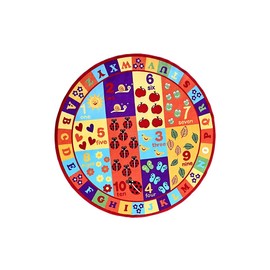 Furnish my Place 740 ABC with Numbers ABC Area Rug for Kids | Educational Alphabet Letter & Numbers | Nurseries Kindergarten | Play Area | Multicolor (7'10" Round)