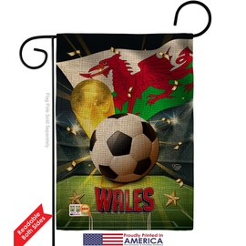 World Cup Wales Burlap Garden House Flags Kit Sports Soccer Game Goal Ball Football Entertainment Activity Physical Small Decorative Gift Yard Banner Double-Sided Made In USA 28 X 40